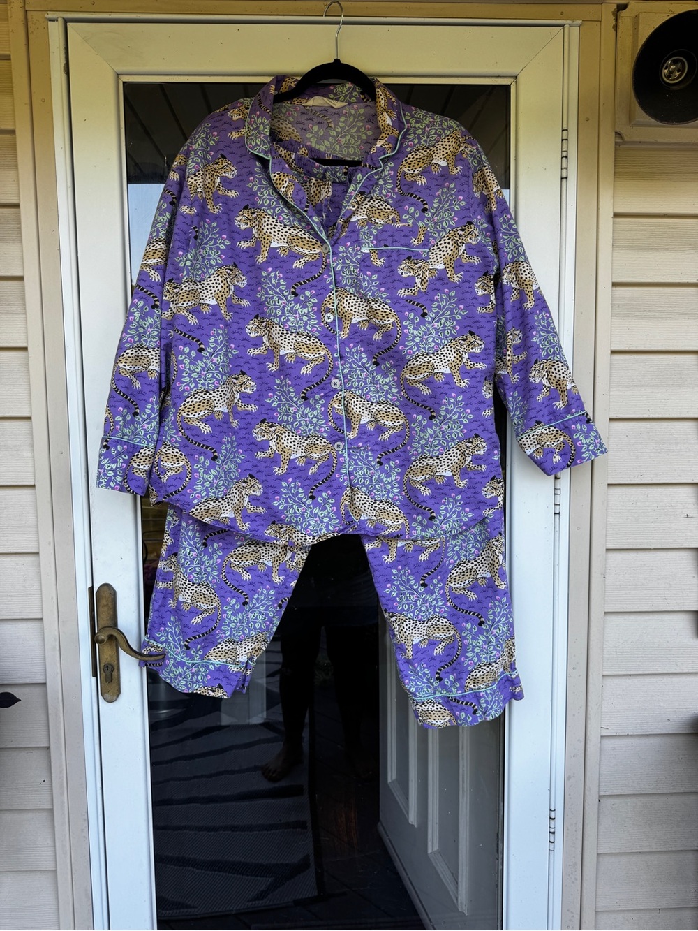 Printfresh Bagheera Leopard Print Long Pajama Set - Purple - Size L